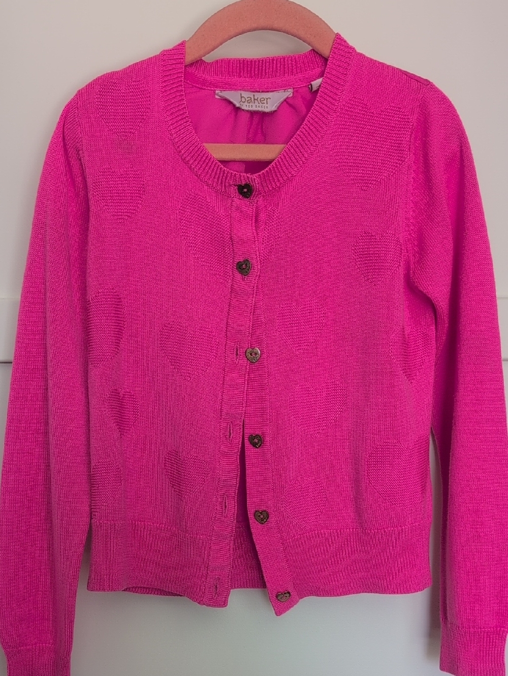 Baker by Ted Baker Hot Pink Heart-Pattern Cardigan